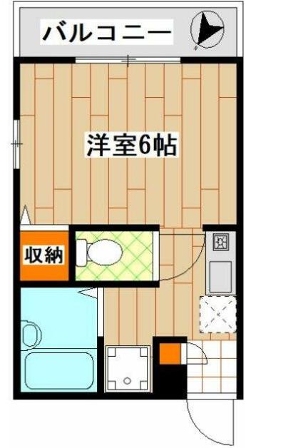 パインホームズ多摩川Ⅱ(1K/2階)の間取り写真