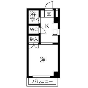 ホーメスト東山(1K/2階)の間取り写真