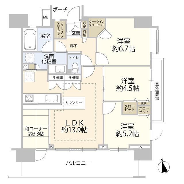 ルピアコート東大宮(3LDK/9階)の間取り写真