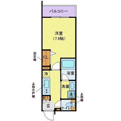ハーモニーレジデンス品川高輪(1K/3階)の間取り写真