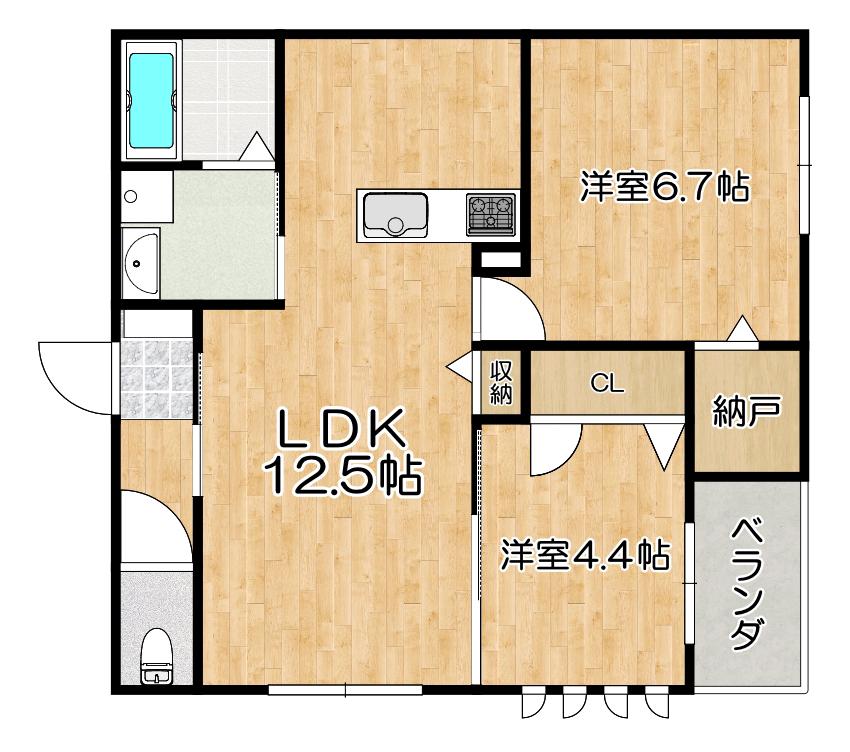 CLADE HEIM(2LDK/2階)の間取り写真