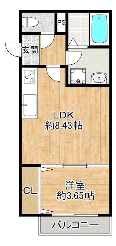 本町1丁目アパート(1LDK/1階)の間取り写真
