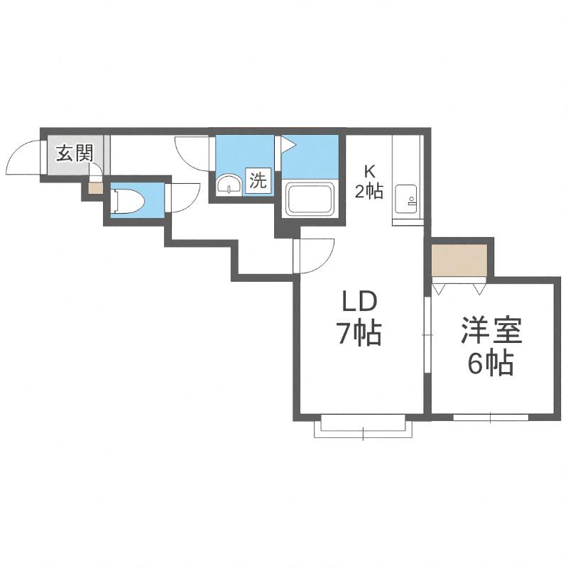 リネール川下(1LDK/2階)の間取り写真