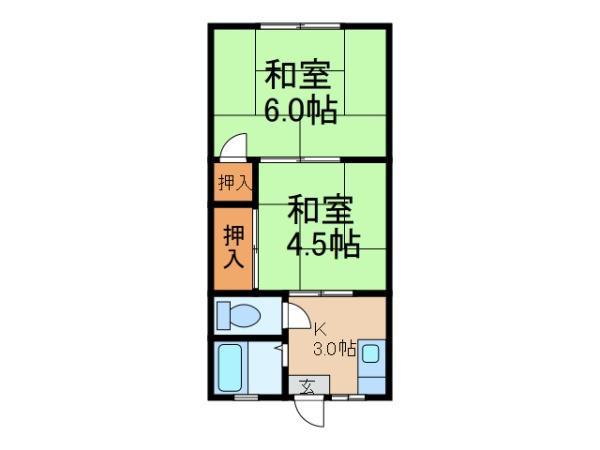 清水コーポ(2K/2階)の間取り写真