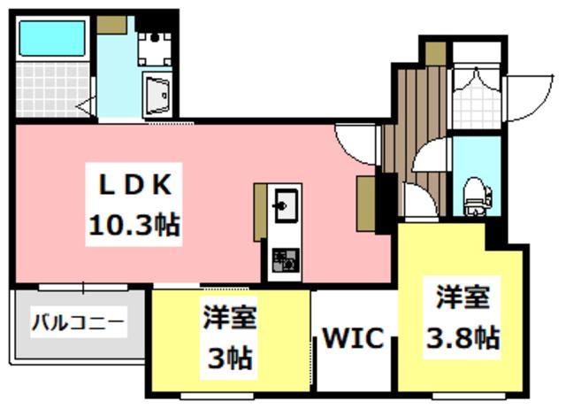 REGALEST茨木2(2LDK/2階)の間取り写真