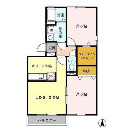 グランコート並柳 A/B(2LDK/3階)の間取り写真