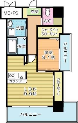 RAFFAELLO(1LDK/4階)の間取り写真