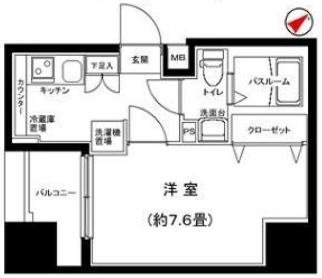 アイルプレミアム千駄木(1K/8階)の間取り写真