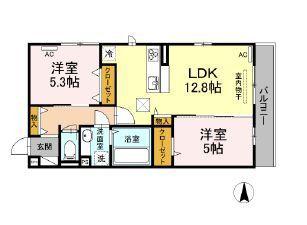 LE LIEN OSEDO(2LDK/1階)の間取り写真
