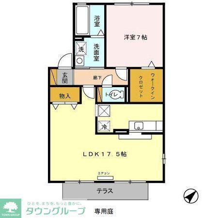 メープルⅡ(1LDK/1階)の間取り写真