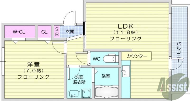 グランビアA(1LDK/3階)の間取り写真