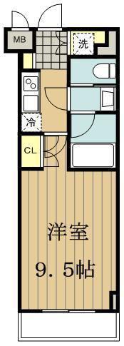 グランハイツ東新宿(1K/2階)の間取り写真