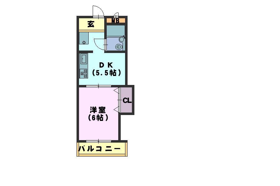 ハイツコスモス(1DK/4階)の間取り写真