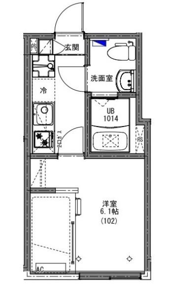 ケイアイ レジデンス 北柏(1K/1階)の間取り写真