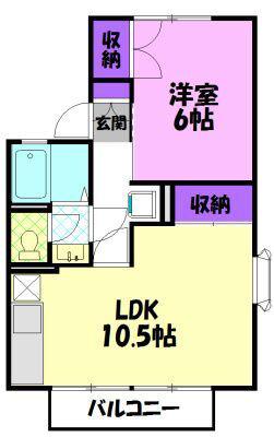 第3明清ハイツ B棟(1LDK/1階)の間取り写真