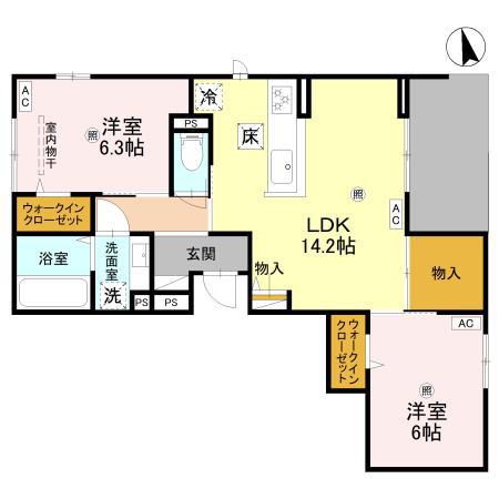 NIGAWA RESIDENCE2(2LDK/1階)の間取り写真