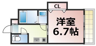 グレンパーク中川(1K/5階)の間取り写真