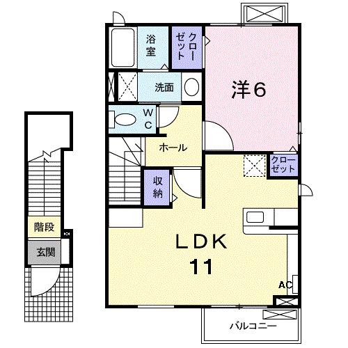 アイルヴィラ(1LDK/2階)の間取り写真