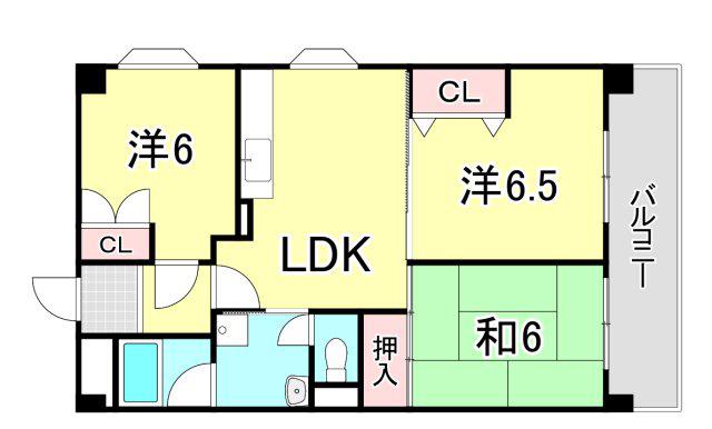 コンコード苦楽園(3LDK/4階)の間取り写真