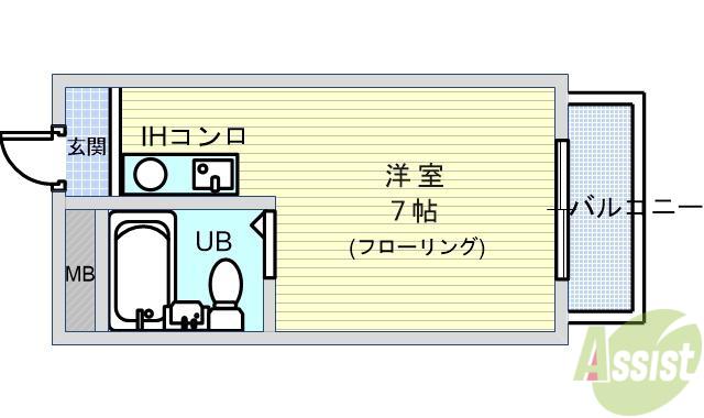 ユニバーサルコート柴原(ワンルーム/4階)の間取り写真