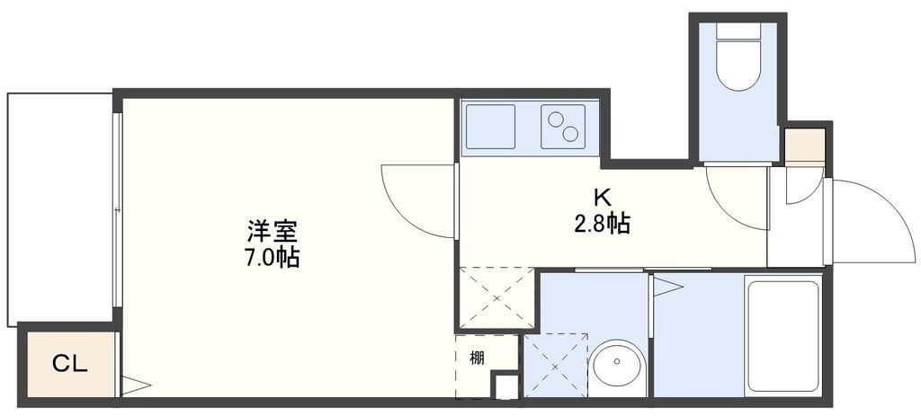 ファーストステージ城山(1K/1階)の間取り写真