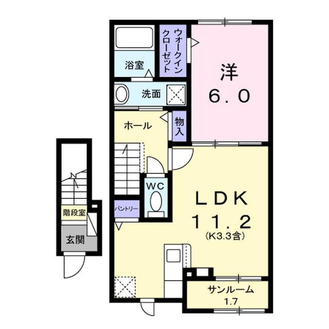 ラミューズ佐久平(1LDK/2階)の間取り写真