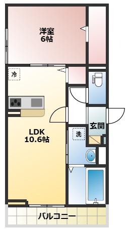 LILAS BEAUT(1LDK/2階)の間取り写真