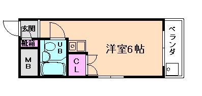 カームヒル箕面(1K/4階)の間取り写真