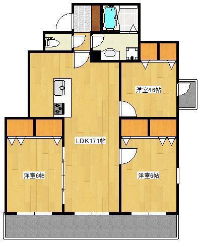 クロノス33沼山津(3LDK/1階)の間取り写真