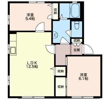 サニーテラスイシイB(2LDK/1階)の間取り写真