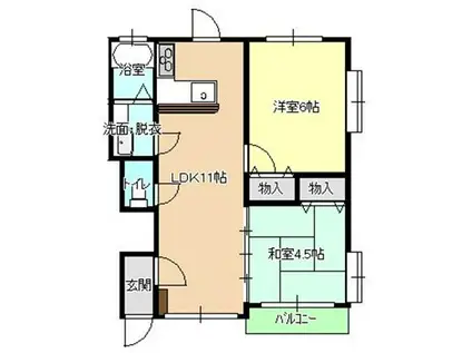 ルピナス A(2LDK/1階)の間取り写真