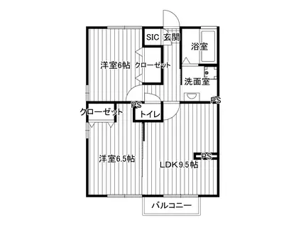 エスポワール大船(2LDK/1階)の間取り写真