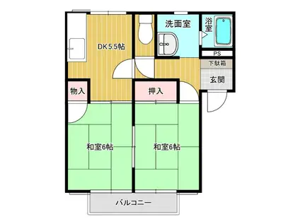 ハイツ住吉5(2DK/2階)の間取り写真