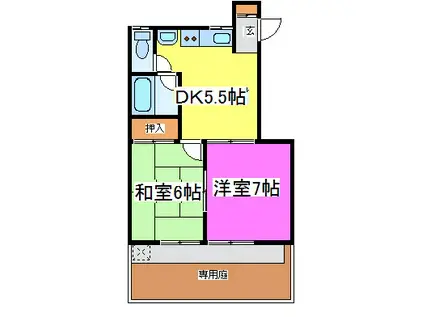 ピュアハイツ(2DK/1階)の間取り写真