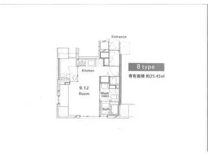 REFUGE HARURU TOWER(ワンルーム/9階)の間取り写真