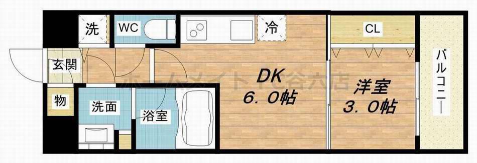 オリエンテム(1DK/4階)の間取り写真