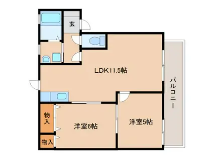 サニーホームズA(2LDK/1階)の間取り写真