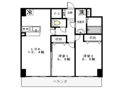 クラティオ(2LDK/6階)の間取り写真