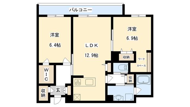 レビジュ(2LDK/3階)の間取り写真