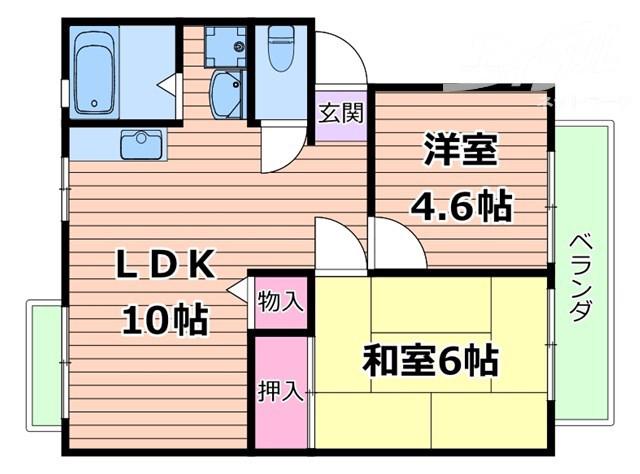 サンシティミシマ(2LDK/2階)の間取り写真
