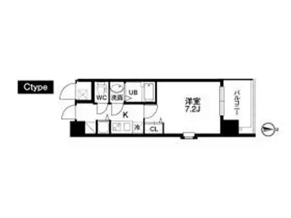 クラウンハイム北心斎橋フラワーコート(1K/3階)の間取り写真