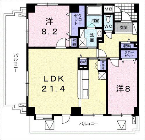 セレステコート美里(2LDK/5階)の間取り写真