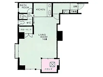 フィットけやき(ワンルーム/6階)の間取り写真