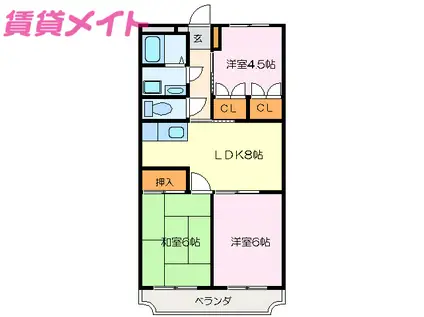 グラン・ホワイエ・シャトレ B棟(3LDK/1階)の間取り写真