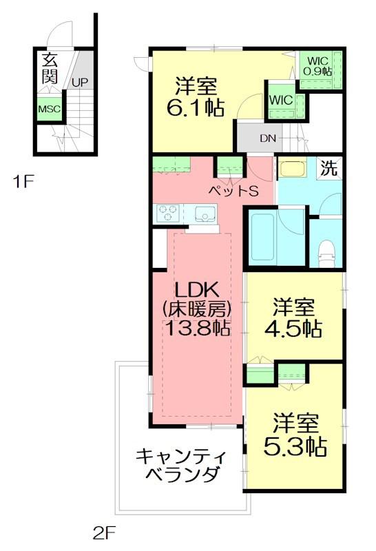PARK HILLS(3LDK/2階)の間取り写真