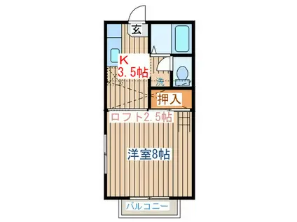 セジュール・ユキ(1K/2階)の間取り写真