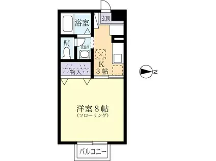 ケンライズ阿見(1K/1階)の間取り写真