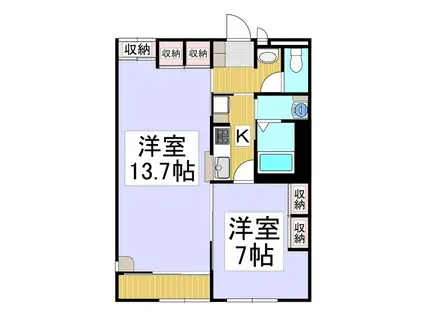 レオパレスセントラルパーク(1LDK/2階)の間取り写真