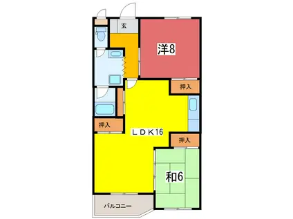 ハイムF(2LDK/3階)の間取り写真