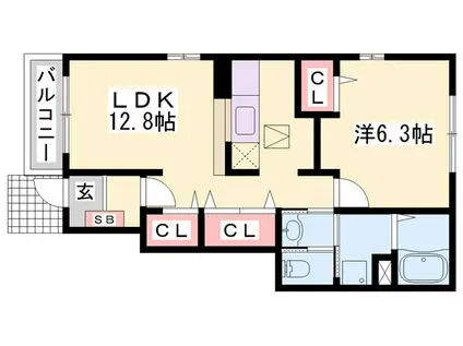パストラルII(1LDK/1階)の間取り写真